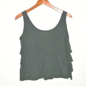 Colorfast Apparel Tank Top Gray S NWT Ruffle Back